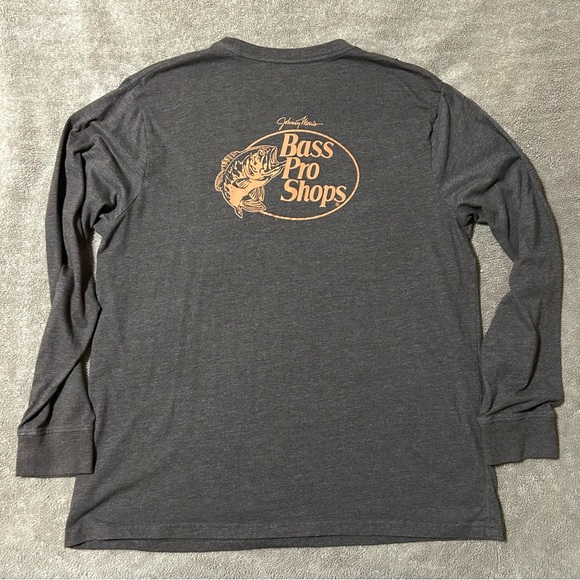 Bass Pro Shops Long Sleeve Cotton T-Shirt Large Brown with Orange Print - Picture 6 of 8